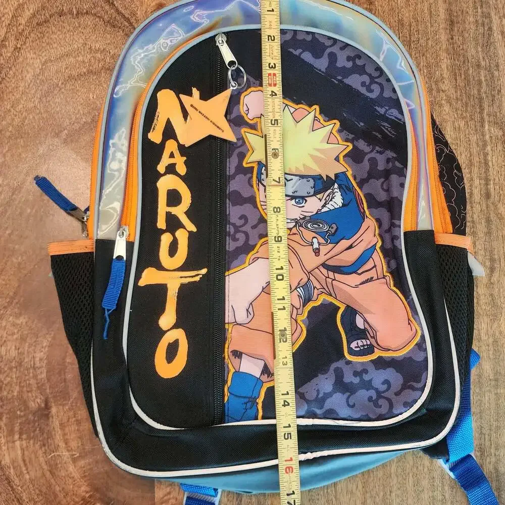 Bioworld Naruto Black 16in Backpack Boys Anime School Bag Mesh Bottle Pockets